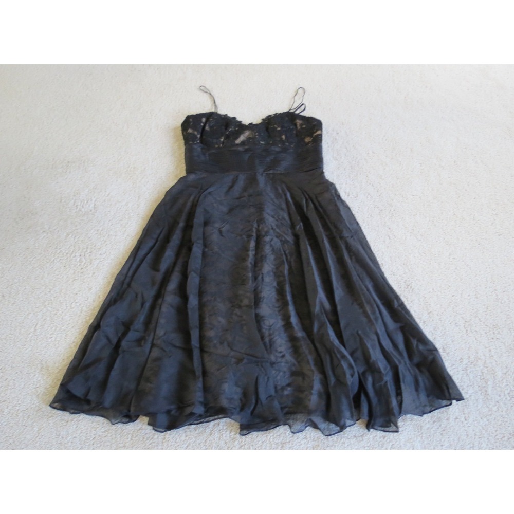Badgley Mischka Black Lace Gown Dress Nude Lining 550354 Size 10